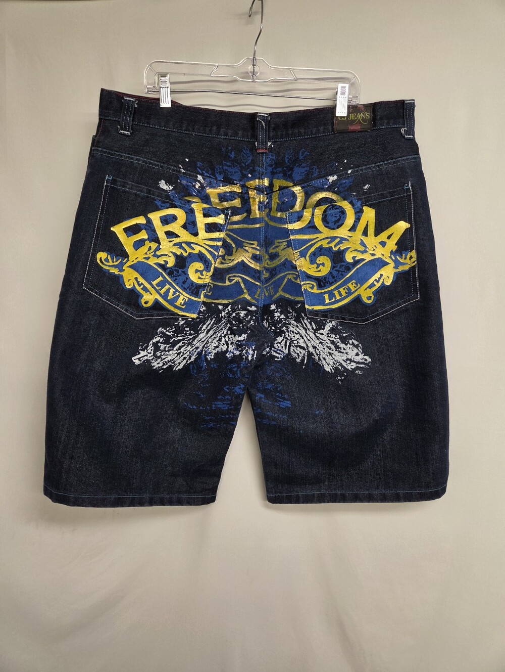 CJ Blue Premium Men's Moto Denim Jean Shorts Size 42 Blue Freedom